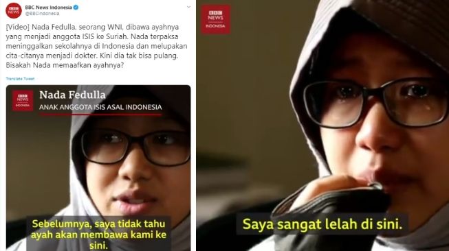 Nada Fedulla, WNI eks ISIS ingin pulang ke Indonesia (twitter/@bbcindonesia)