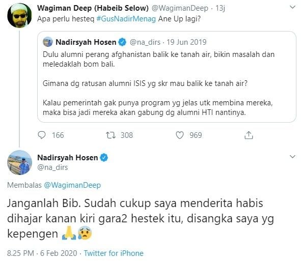 Gus Nadir mengaku menderita dengan kemunculan tagar #GusNadirMenag (Twitter/na_dirs)