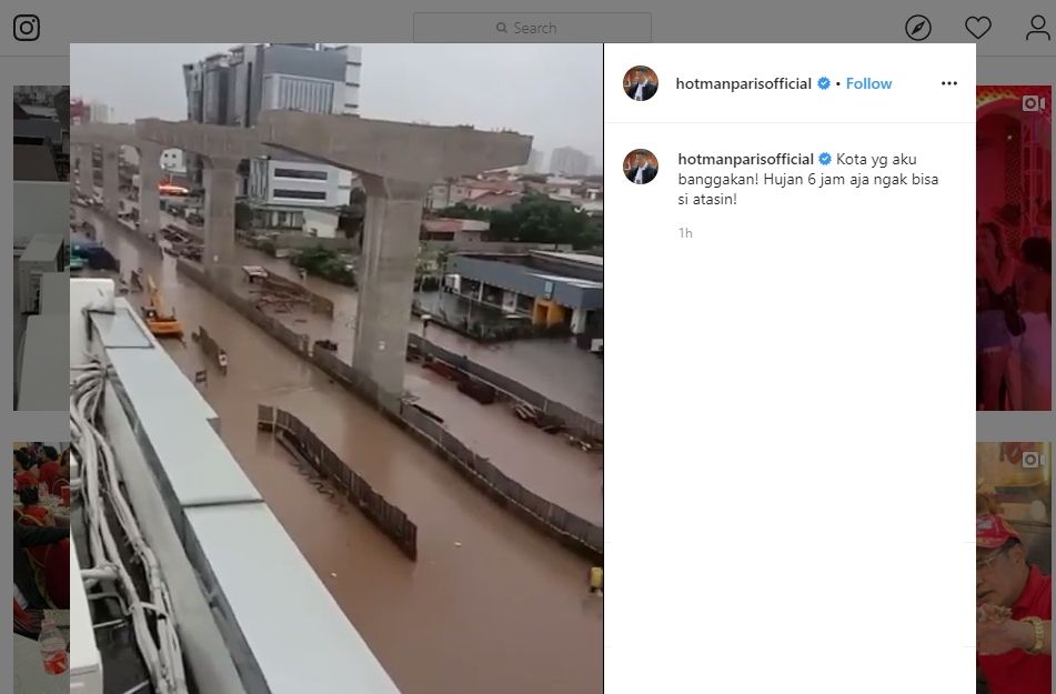 Jakarta Banjir Hari Ini, Hotman Paris Keluhkan Ini. (instagram.com/hotmanparisofficial)