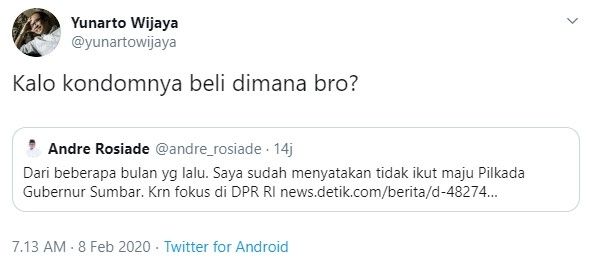 Yunarto Wijaya beri sindiran telak ke Andre Rosiade (Twitter/yunartowijaya)