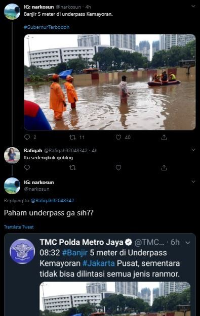 Cuitan terkait underpass di Kemayoran.(Twitter)