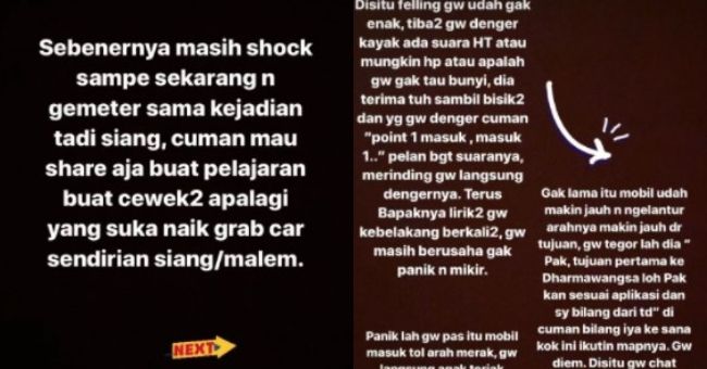 Cerita penumpang hampir jadi korban kejahatan sopir taksi online. (Twitter)