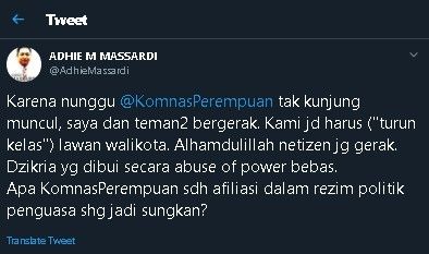 Cuitan Adhie Massardi soal kasus Zikria Dzatil. (Twitter/@AdhieMassardi)