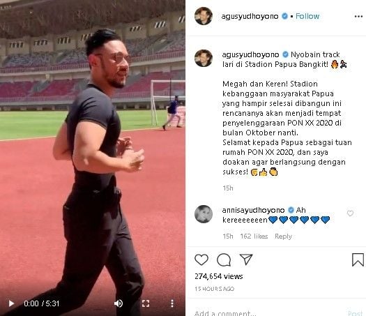 AHY jajal trek Stadion Papua Bangkit. (Instagram/@agusyudhoyono)