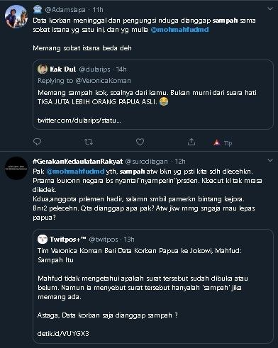 Cuitan warganet soal pernyataan Mahfud. (Twitter)