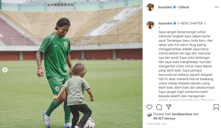 Usai gabung PSS Sleman, Irfan Bachdim tulis pesan menyentuh. (Instagram/ibachdim)