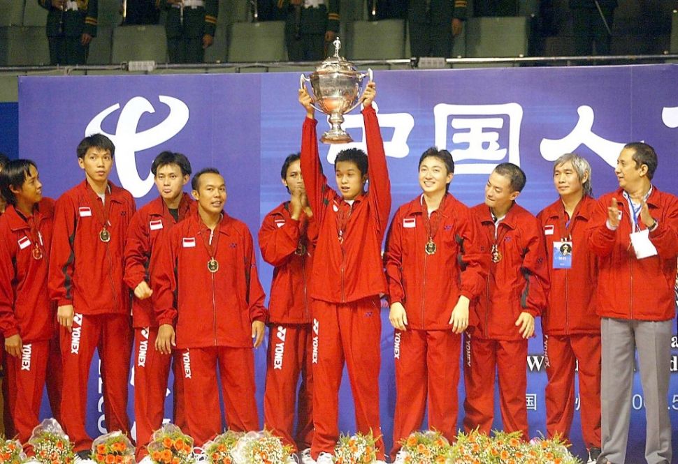 Tim putra Indonesia menjuarai Piala Thomas 2002. [AFP]