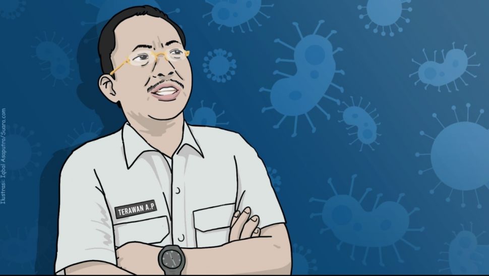 Ilustrasi Menkes Terawan melawan virus Corona Covid-19. (Dok. Ilustrasi Suara.com oleh Iqbal)