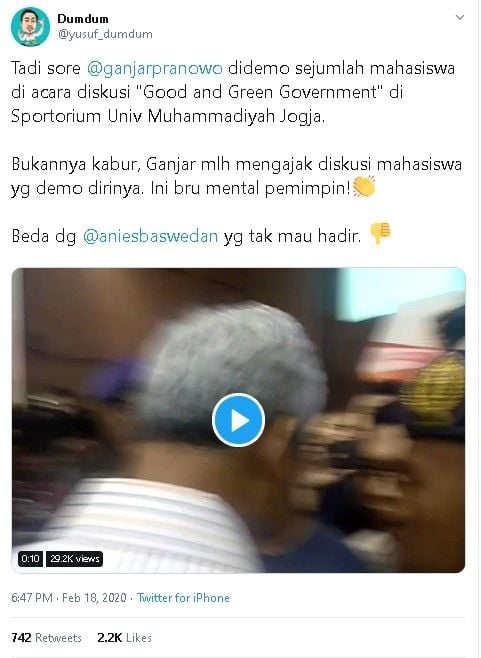 Beda sikap Ganjar dan Anies hadapi demo mahasiswa UMY - (Twitter/@yusuf_dumdum)