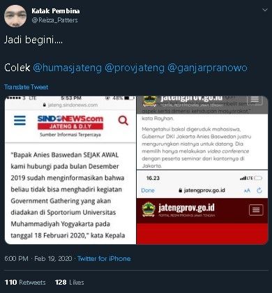  pemberitaan yang sebelumnya dimuat telah dihapus. (Twitter)