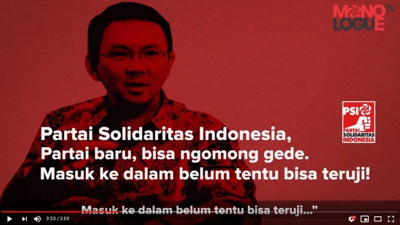 Ahok sindir PSI. (YouTube/Monologue TV)