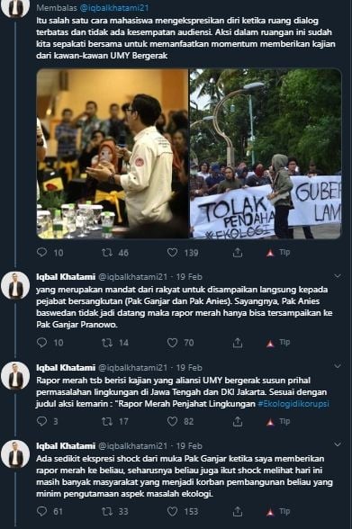 Kicauan iqbalkhatami21 setelah memberikan map merah kepada Gubernur Jawa Tengah, Ganjar Pranowo, Senin lalu. [iqbalkhatami21 / Twitter]