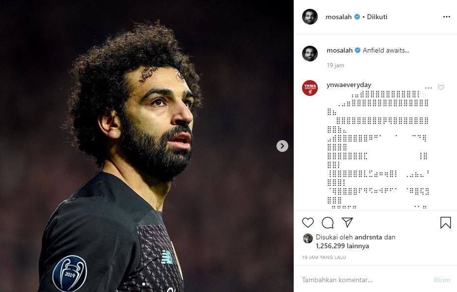 Unggahan Mohamed Salah yang mengaku siap membalas kekalahan dari Atletico Madrid. (Instagram/mosalah)