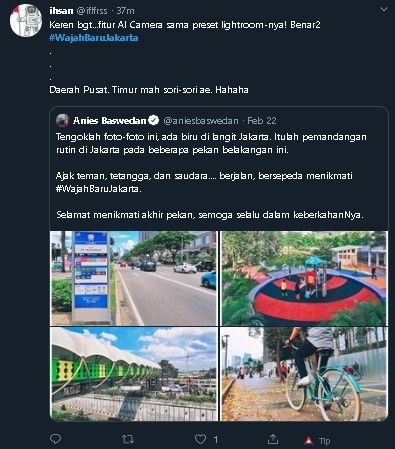 Tagar #WajahBaruJakarta trending topic Twitter. (Twitter)