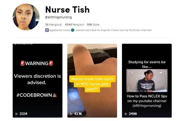 TikTok perawat Tish (TikTok)