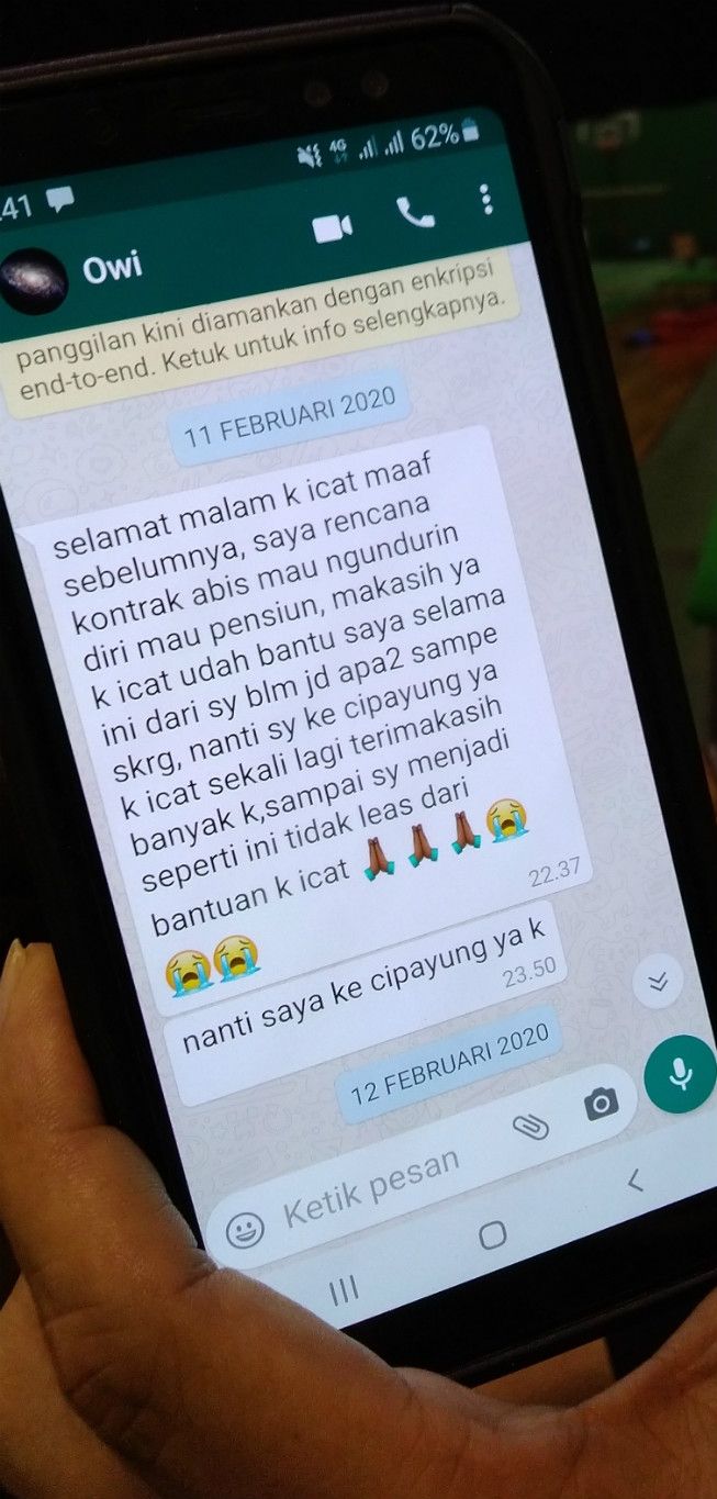 Chat Tontowi Ahmad kepada Richard Mainaky via WhatsApp terkait keputusan mundur dari Pelatnas PBSI. [Suara.com/Arief Apriadi]
