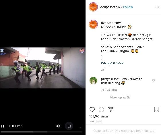 Parodi Polantas main TikTok hadang pelanggar lalu lintas. (Instagram/@denpasarnow)