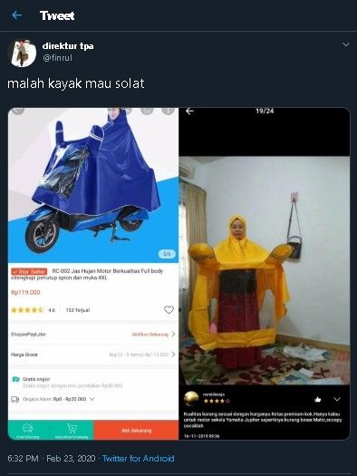 Jas hujan lengkap penutup spion. (Twitter/@finrul)