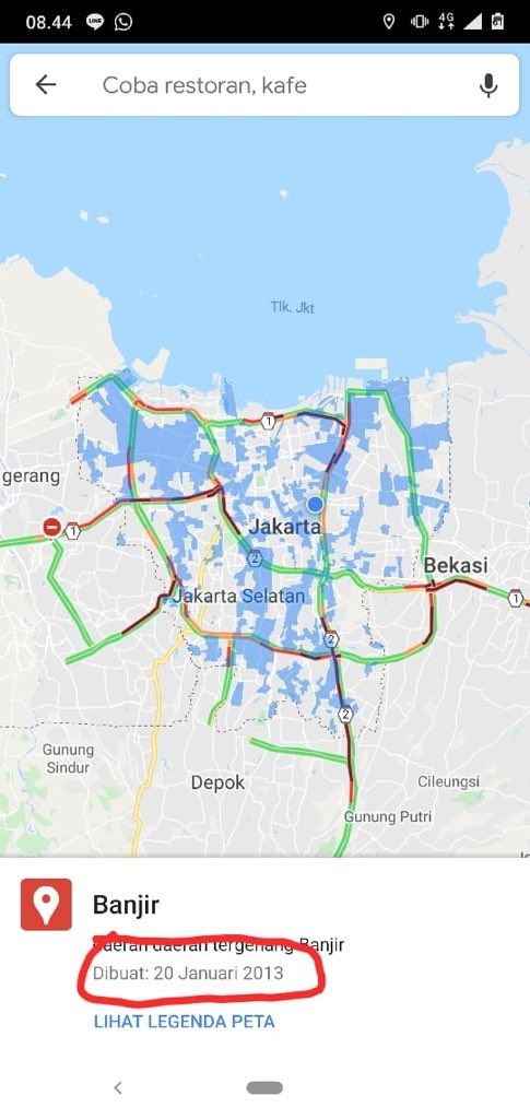 Peta Jakarta didominasi warna biru via Google Maps (Google Maps)