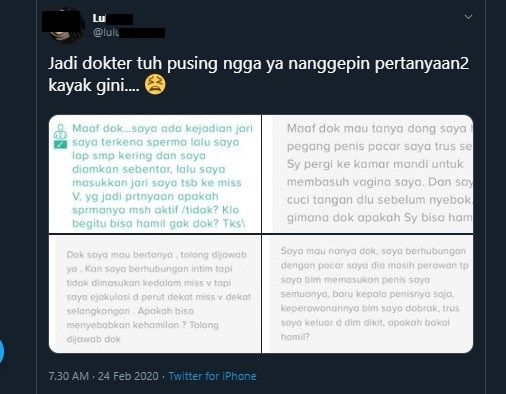 Utas yang menunjukkan rendahnya edukasi seksual di Indonesia (Twitter)