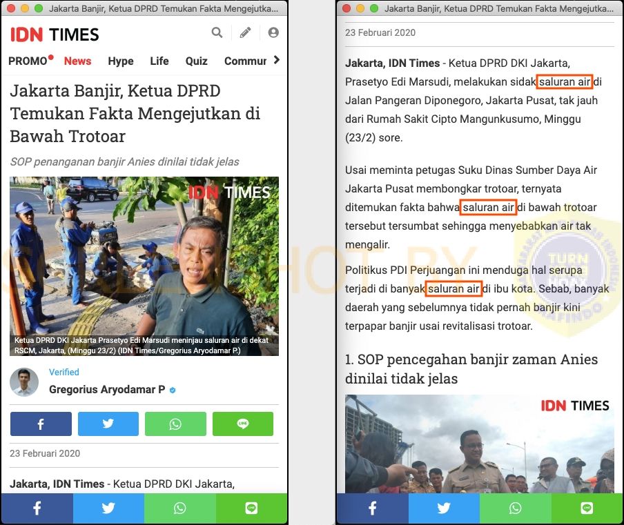 CEK FAKTA: Benarkah Ketua DPRD DKI Sidak Temukan Saluran Air Sengaja Disumbat?