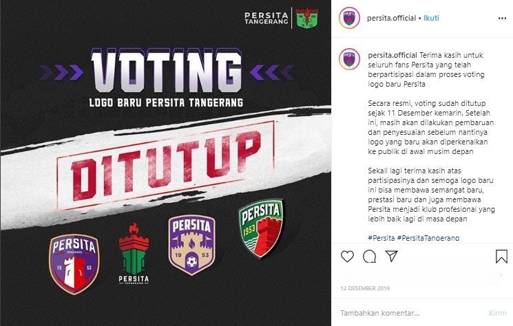 Voting logo baru Persita Tangerang beberapa waktu lalu. (Instagram/@persita.official).