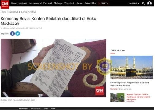 Soal Kemenag menghapus kata khilafah dan jihad. (turnbackhoax.id)