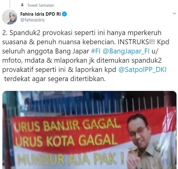 Bidik layar soal cuitan Fahira Idris. (Twitter).