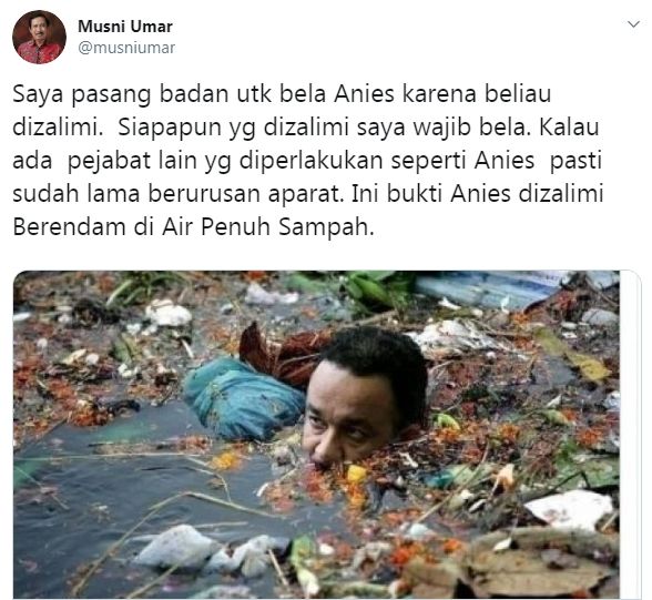 Musni Umar pasang badan untuk Anies (Twitter/musniumar)