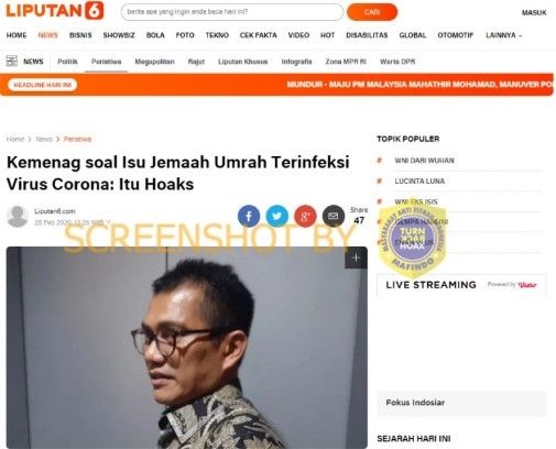Konfirmasi jamaah umrah Indonesia tertahan di pesawat karena virus corona. (turnbackhoax.id)