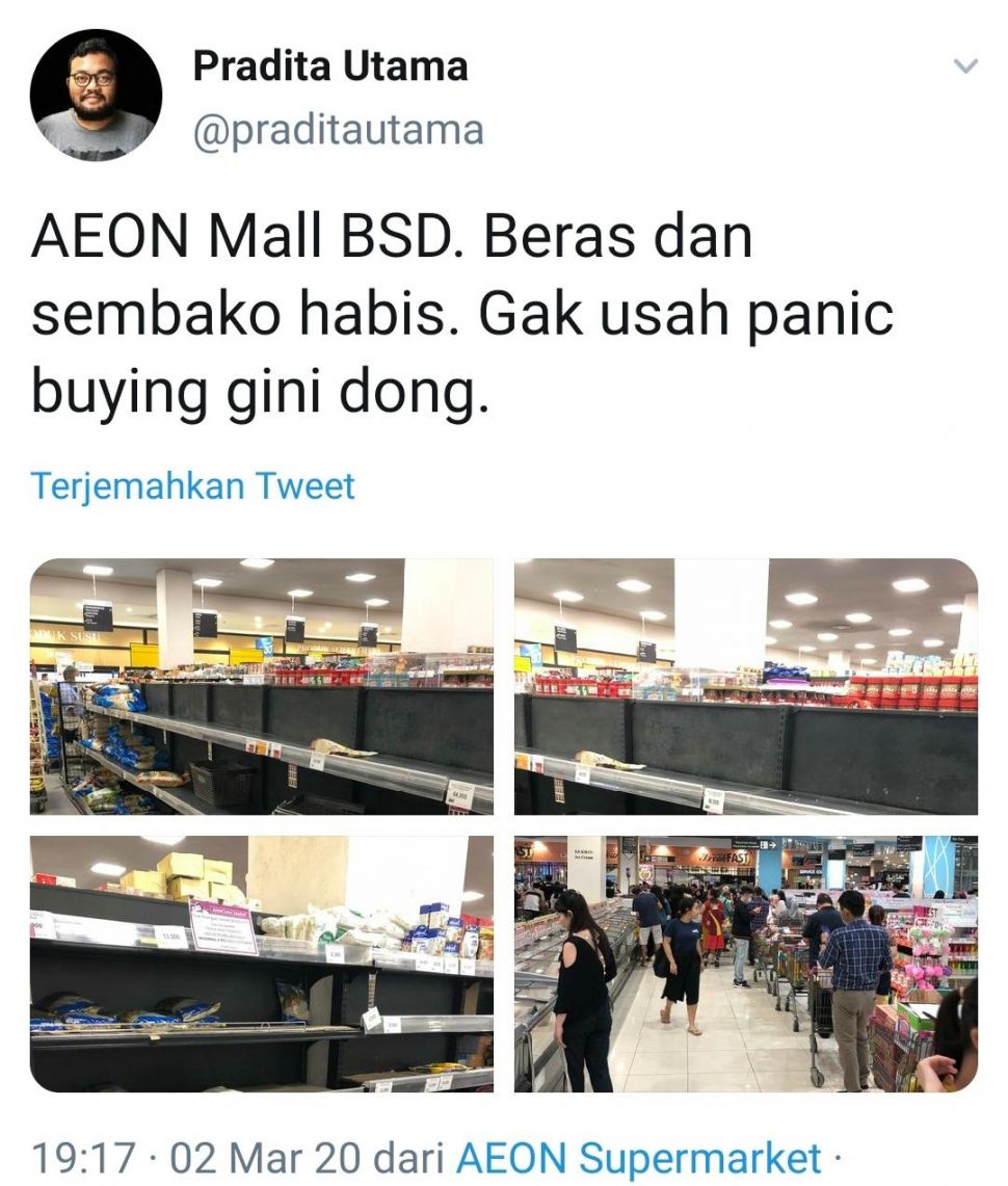 Warganet protes panic buying (Twitter/praditautama)
