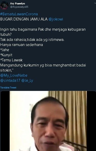 Resep Jokowi menjaga stamina diungkit. (Twitter/@AryPrasetyo85)