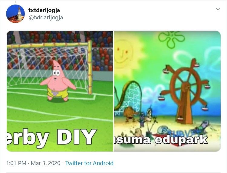 Bikini Bottom disamakan dengan spot-spot populer di Jogja - (Twitter/@txtdarijogja)