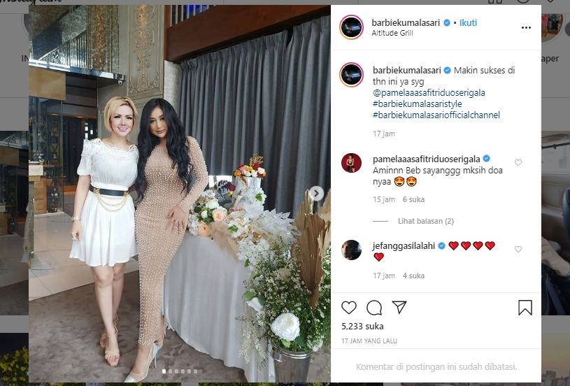 Barbie Kumalasari foto bareng Pamela Safitri. (Instagram/@barbiekumalasari)