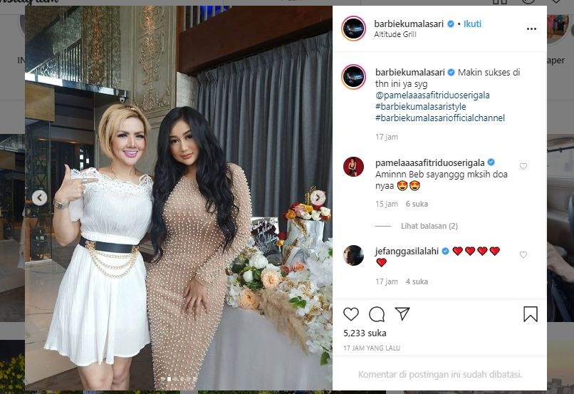 Barbie Kumalasari foto bareng Pamela Safitri. (Instagram/@barbiekumalasari)