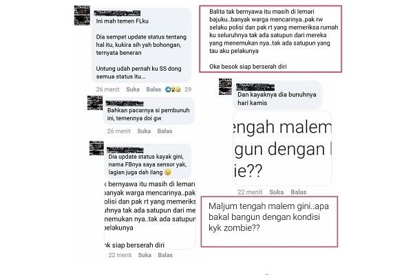 Status Facebook NF, gadis 15 tahun pembunuh bocah di Sawah Besar, Jakarta. [Instagram @lambe_turah]