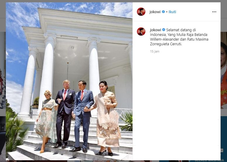 Presiden Joko Widodo dan Ibu Negara Iriana menyambut kedatangan Raja Belanda Willem Alexander dan Ratu Maxima Zorrguieta Cerruti tiga di Istana Kepresidenan Bogor, Jawa Barat, Selasa (10/3/2020) kemarin.