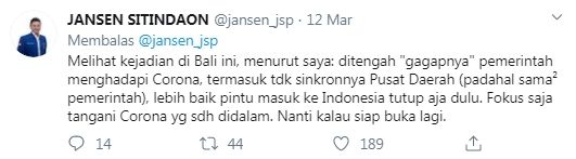 Cuitan Jansen Sitindaon (Twitter/jansen_jsp)