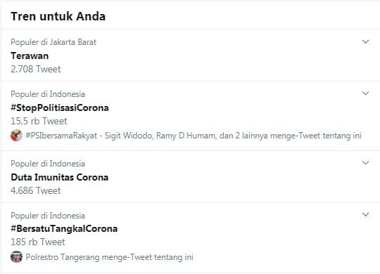 Duta Imunitas Corona jadi trending topic Twitter