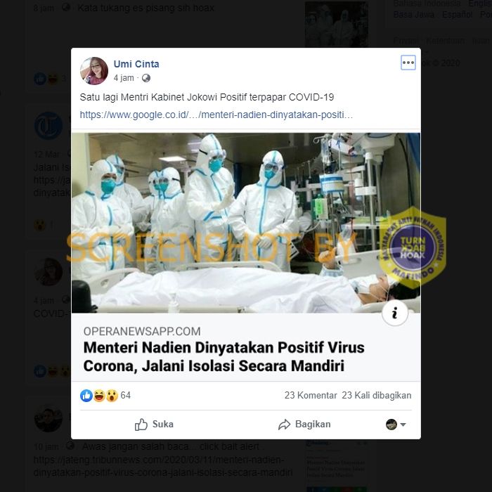 Cek fakta: ada menteri di kabinet Jokowi selain Menhub yang terinfeksi corona? (turnbackhoax.id)