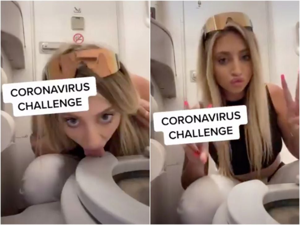 Jilat toilet demi Coronavirus Challenge, gadis ini viral di internet. (Dok. Twitter Ava Louise)