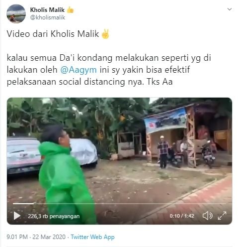 Video Aa Gym blusukan cegah corona (Twitter).