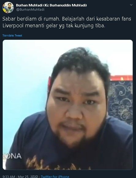 Cuitan Burhanuddin Muhtadi soal gerakan di rumah aja. (Twitter/@BurhanMuhtadi)