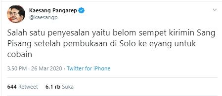 Kaesang Pangarep menyesal (Twitter).