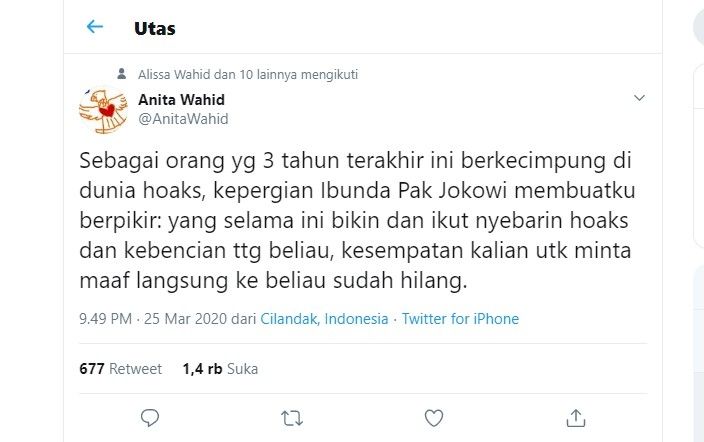 Cuitan Anita Wahid (twitter.com/AnitaWahid/)