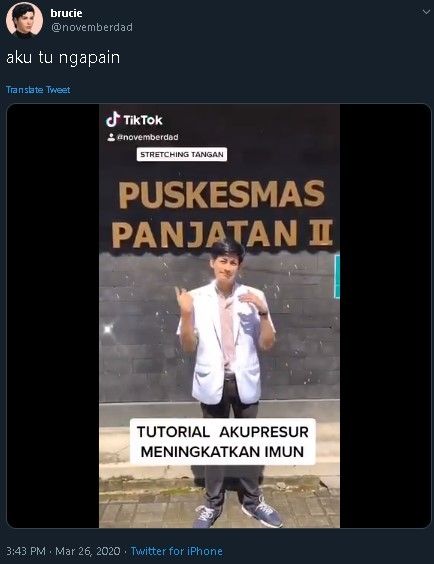 Viral video tutorial akupresur untuk meningkatkan imun. (Twitter/@novemberdad)