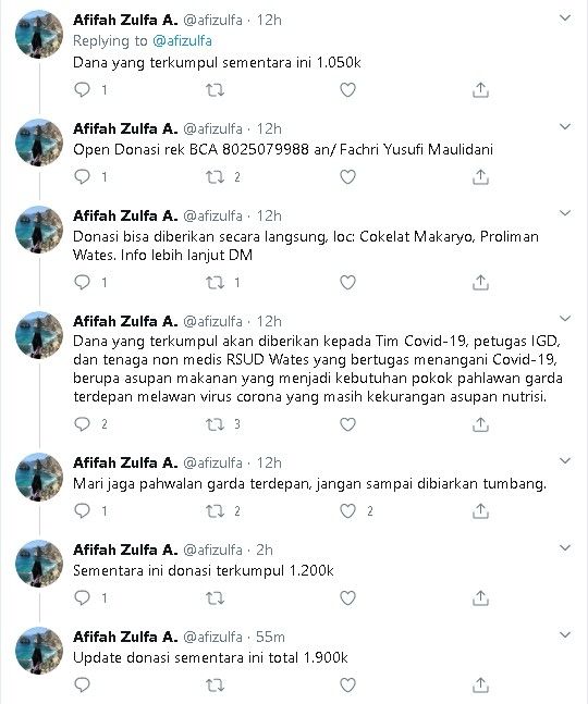 Warganet buka donasi untuk RSUD Wates - (Twitter/@afizulfa)