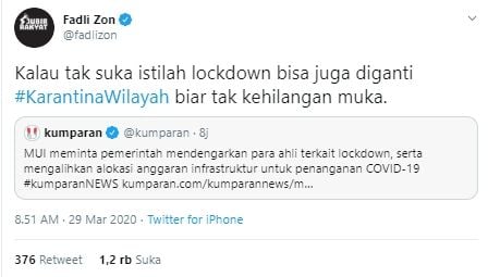 Cuitan Fadli Zon (Twitter).