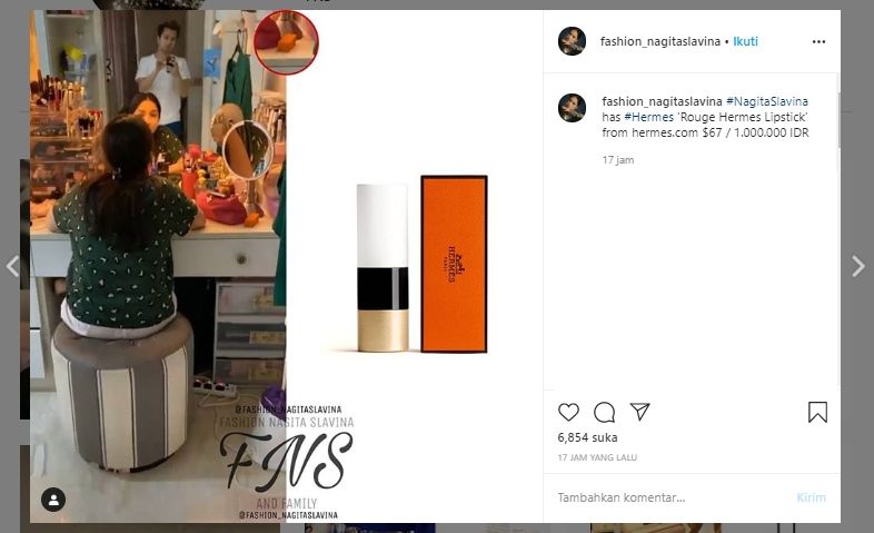 Harga lipstik milik Nagita Slavina. (Instagram/@fashion_nagitaslavina)