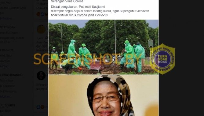 Unggahan yang diklaim pemakaman ibunda Jokowi. (turnbackhoax.id)